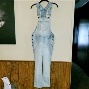 Distressed overalls